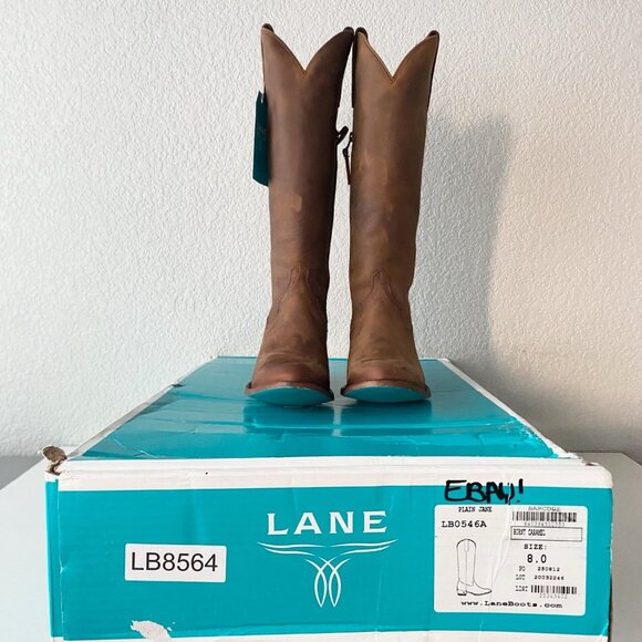Lane PLAIN JANE  Womens Cowboy Boots 8 Brown Cowgirl Western Mid Calf Tall Zip - Picture 10 of 11